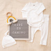 [mm-color:Blanco Nube] Set Bienvenido a Casa en color Amarillo Bebé - set de regalo para bebe