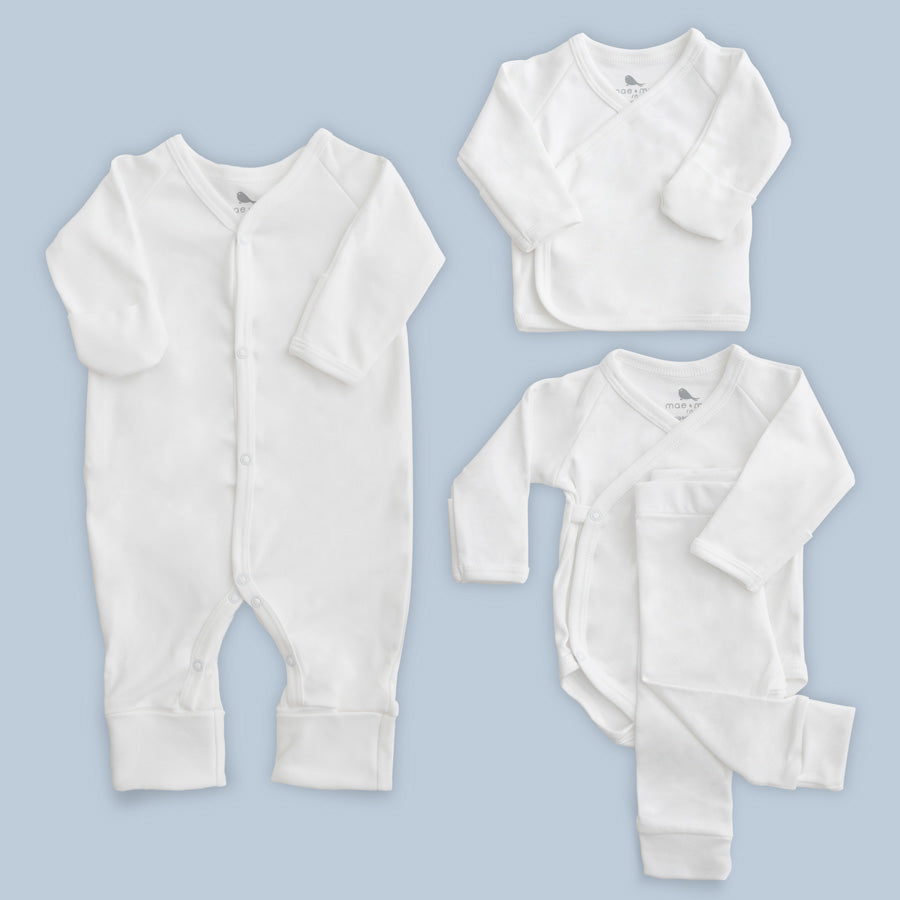 Set de Esenciales Blanco Nube - set de regalo para bebe Mae & Mini