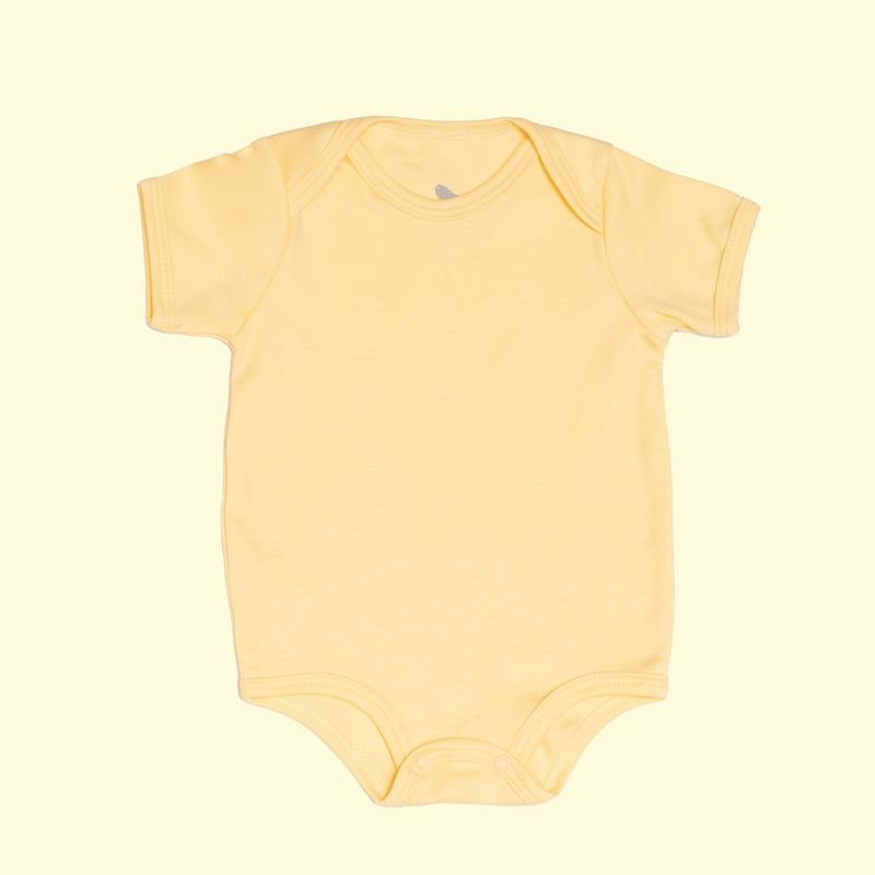 Pañalero Manga Corta Amarillo Bebe - algodon pima certificado GOTS