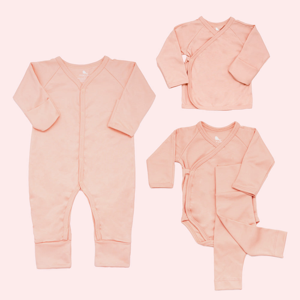 Set de Esenciales Rosa Bebe - set de regalo para bebe Mae & Mini