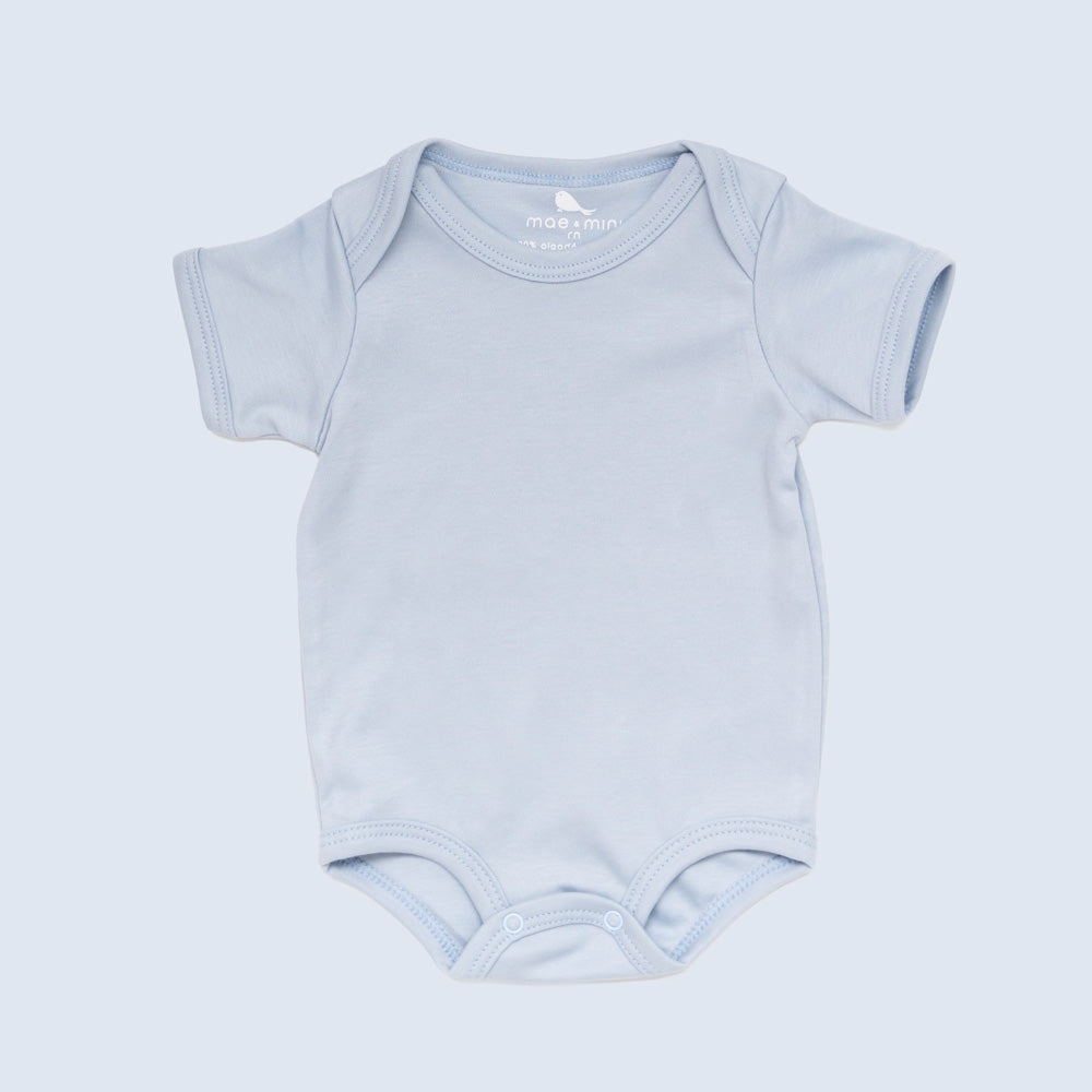 Pañalero Manga Corta Azul Cielo - body para bebe Mae & Mini
